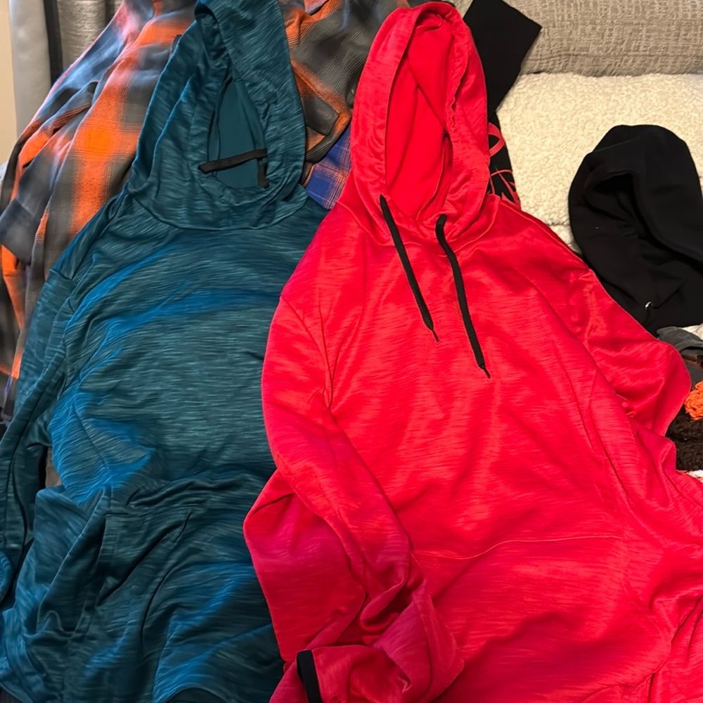 Pair of large like new tech gear hoodies